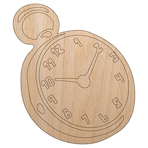 Pocket Watch Unfinished Wood Shape Piece Cutout for DIY Craft Projects - 1/8 Inc