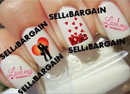 New Bride 》Newlywed》I Love My Husband Heart》Tattoo Nail Art Decals《Non Toxic - $15.99
