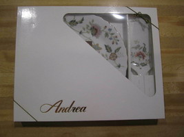 Andrea By Sadek Buckingham 10" Porcelain China Cake Plate/Server Set Japan 15403 - $34.99