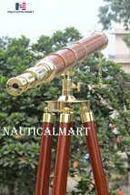 NauticalMart Floor Standing Telescope Brass Wood 60" - Case Pack of 6