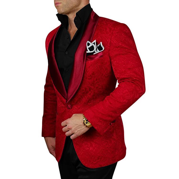 Tailoring Jacquard Tuxedos Single Breasted One Button Satin lapel 2019