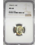 1964-D Top Pop Silver Roosevelt Dime NGC MS68 Toned Coin AJ168 - $5,320.43