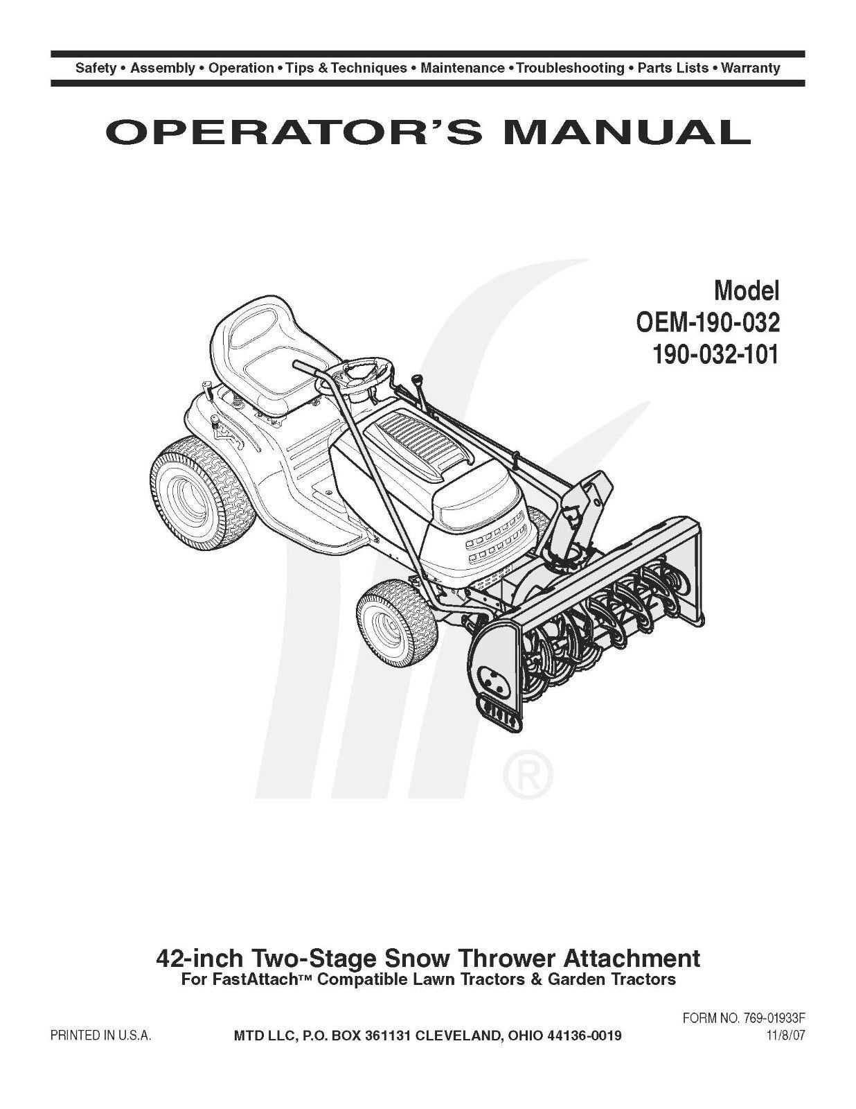 Cub Cadet Model Ltx Owners Manual