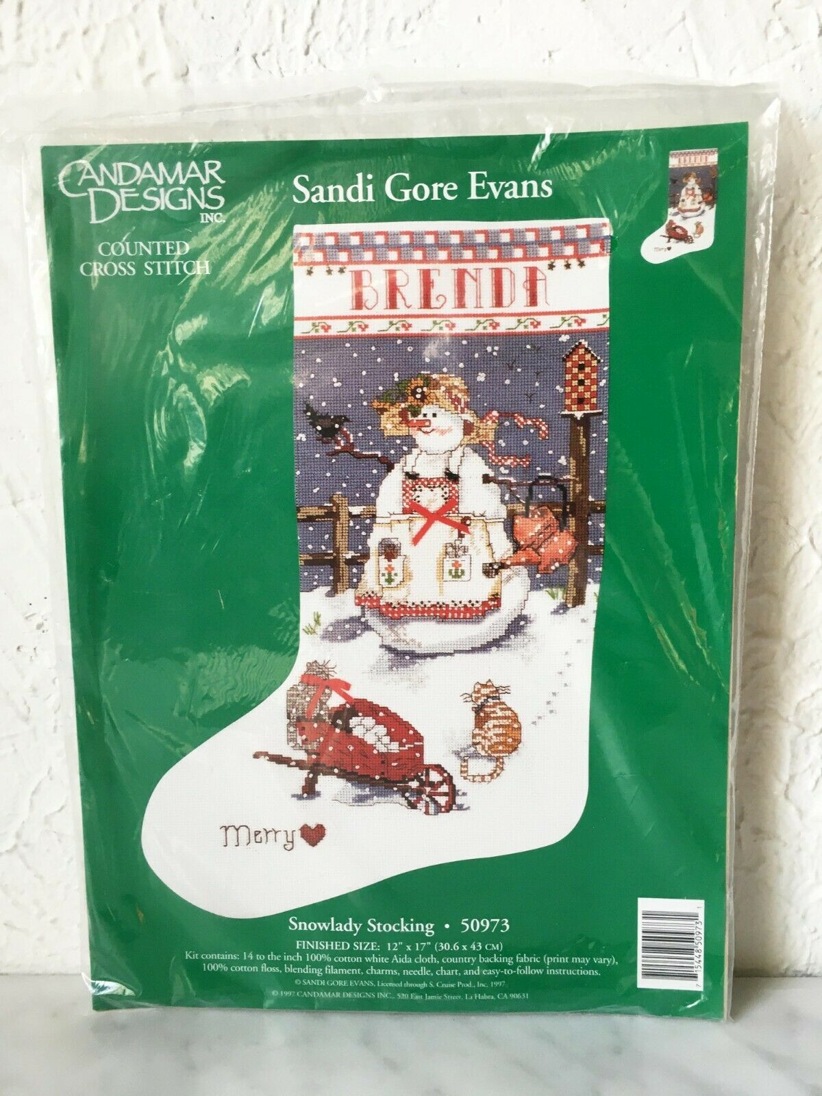 Candamar Snowlady Personalized Christmas Stocking Counted Cross Stitch Kit 17" - $42.70