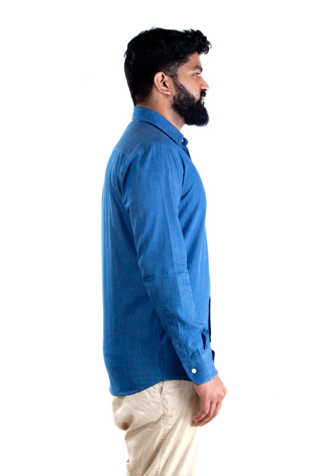 indigo blue mens shirt