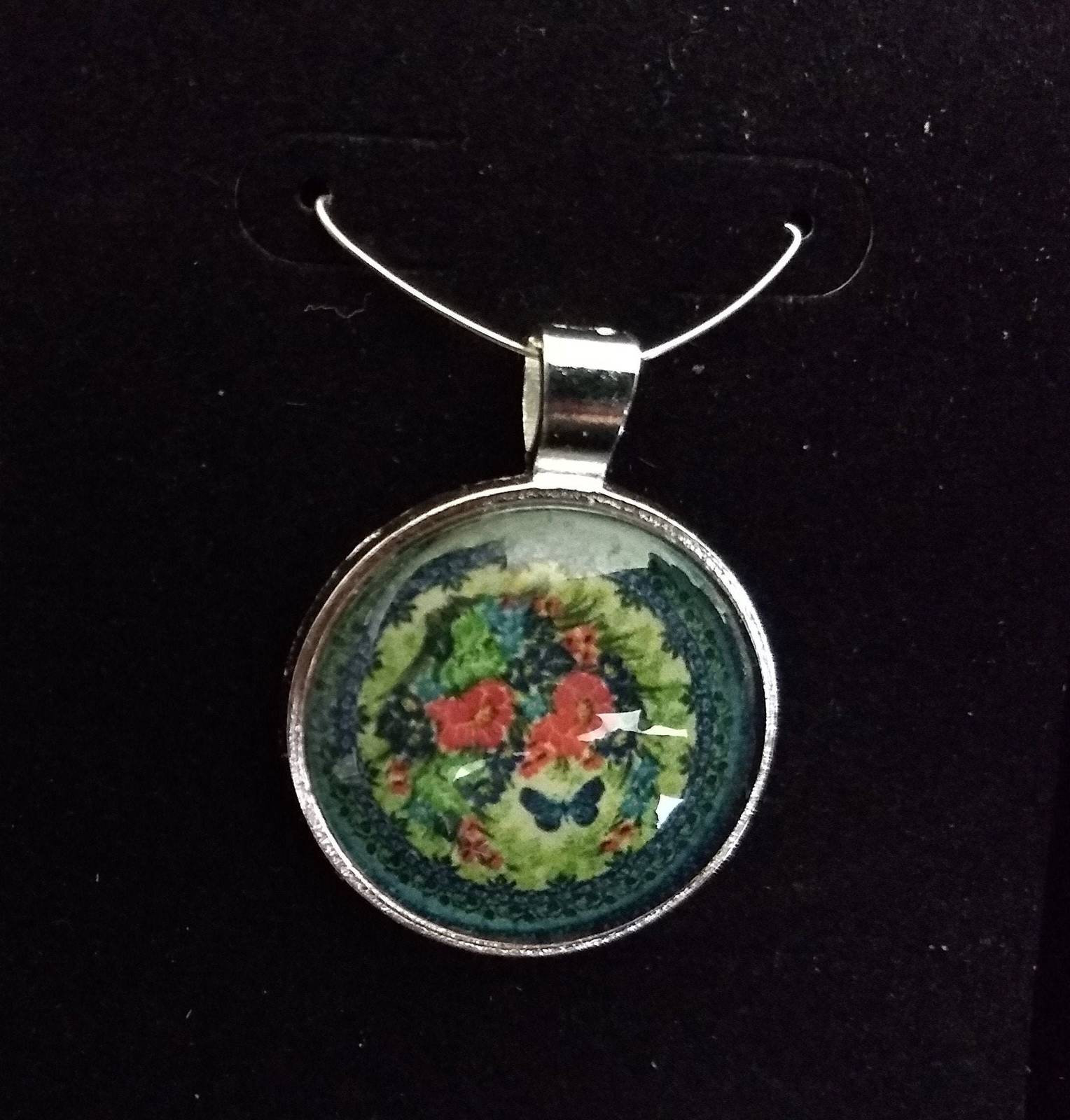 Design 70 Polish Pottery Jewelry necklace Choice of Pendant w/ Glass Cabochon Si