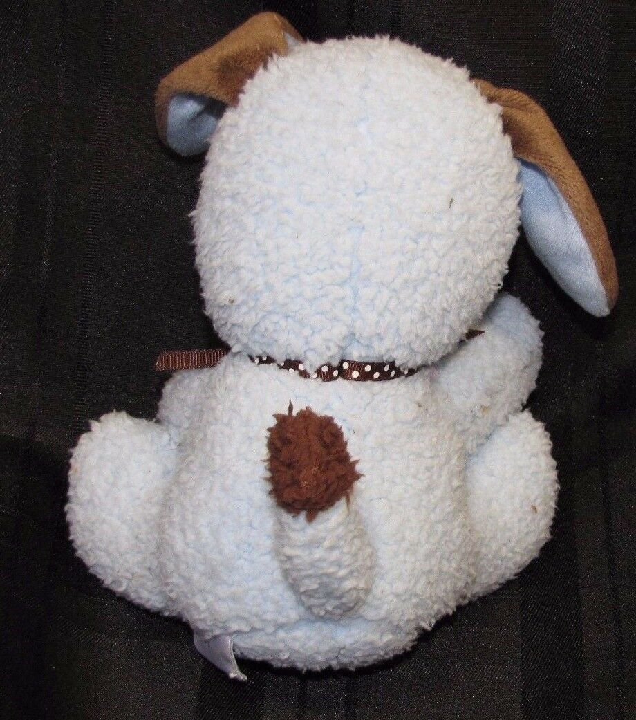 Details about   Carters Lovey Security Plush Puppy Dog Rattle Boy Blue Brown White Bow Dots 7" 