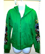 New Womens Romeo & Juliet Couture Hoodie GREEN Tattoo S - $149.99