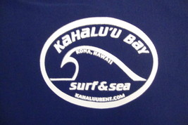 Kahalu&#39;u Bay Kona Hawaii Surf and Sea Surfing Apparel Blue Nylon T Shirt L - $18.70