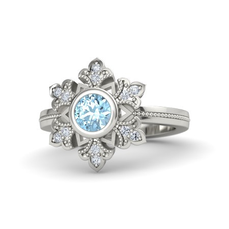 18K White Gold Finish Multi-Stone Disney Princess Elsa Engagement Ring