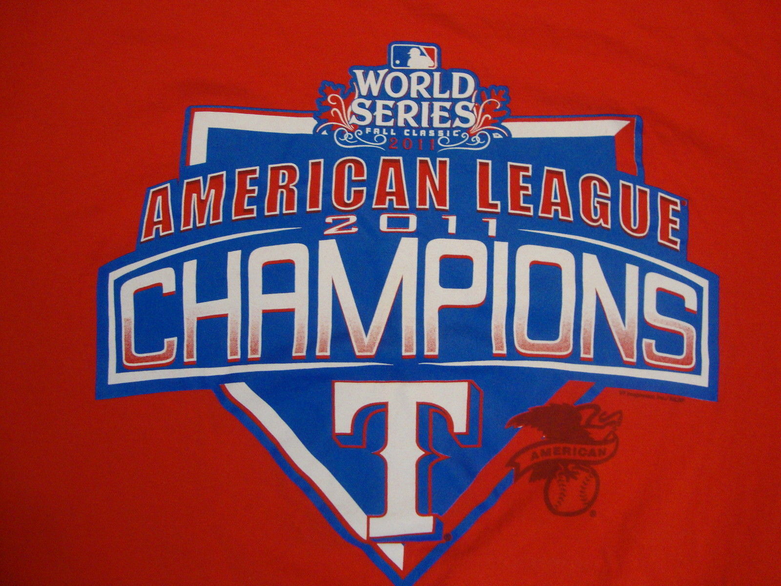 Majestic Texas Rangers World Series 2011 T Shirt Mens XL Red MLB