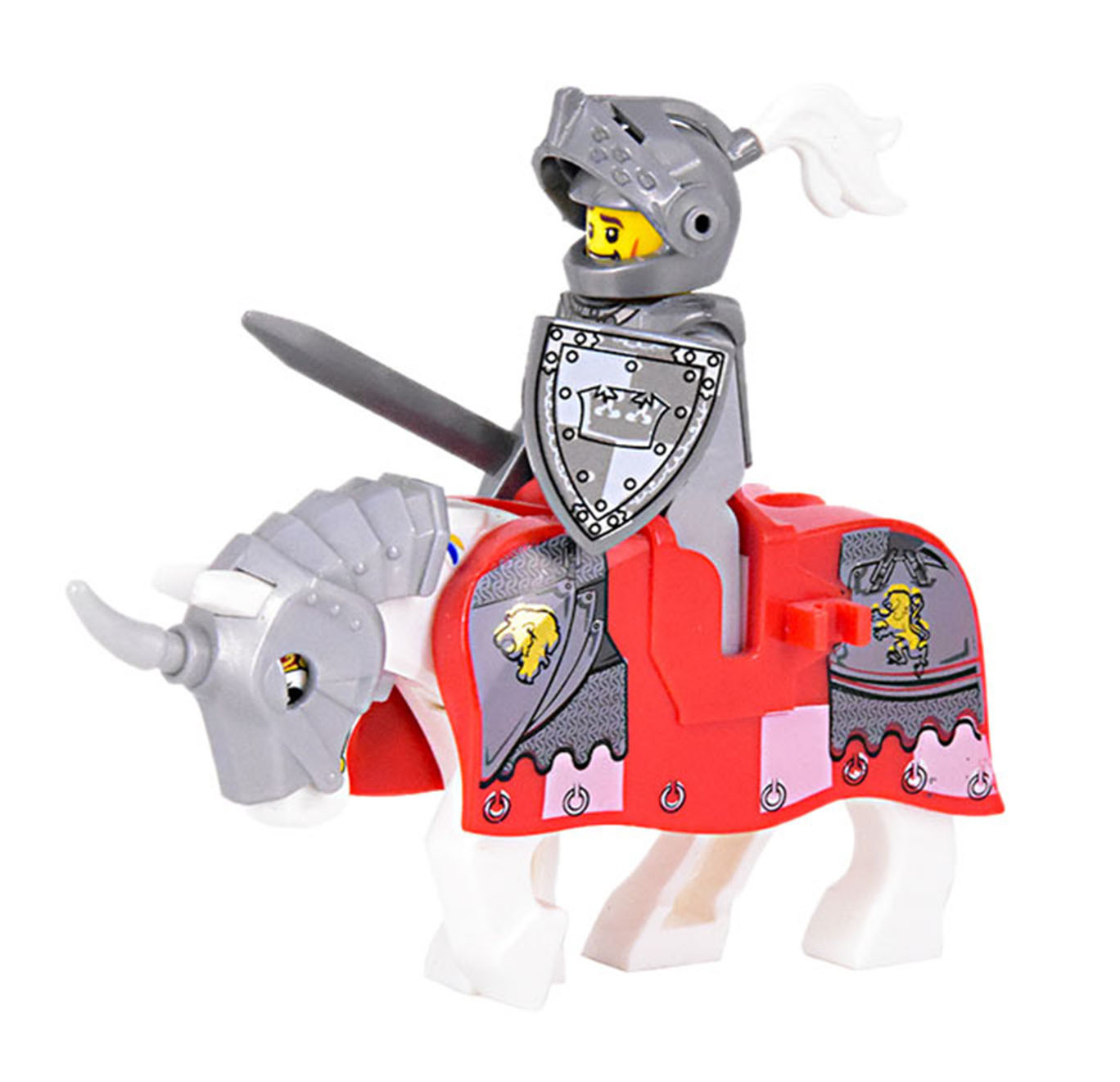 1pcs Medieval Castle Mounted King Heroic Knight Custom Bricks