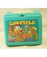 Garfield Teal Lunch Box Lunchbox Jim Davis No Thermos Vintage 1978 USA - £16.30 GBP