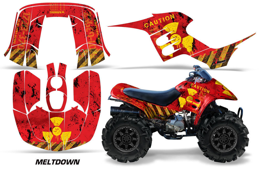 AMR Racing ATV Graphics kit Sticker Decal Compatible with Honda TRX 400EX 1999-2007 Meltdown Red Yellow 