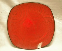 Vintage Kasbar by Home Trends 8-5/8" Salad Plate Black Dotted Circles on Red - $14.84