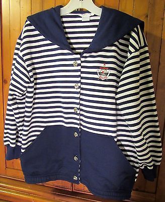 Adolfo Sport Nautical Button Front Fleece Jacket Women Size: Small ...
