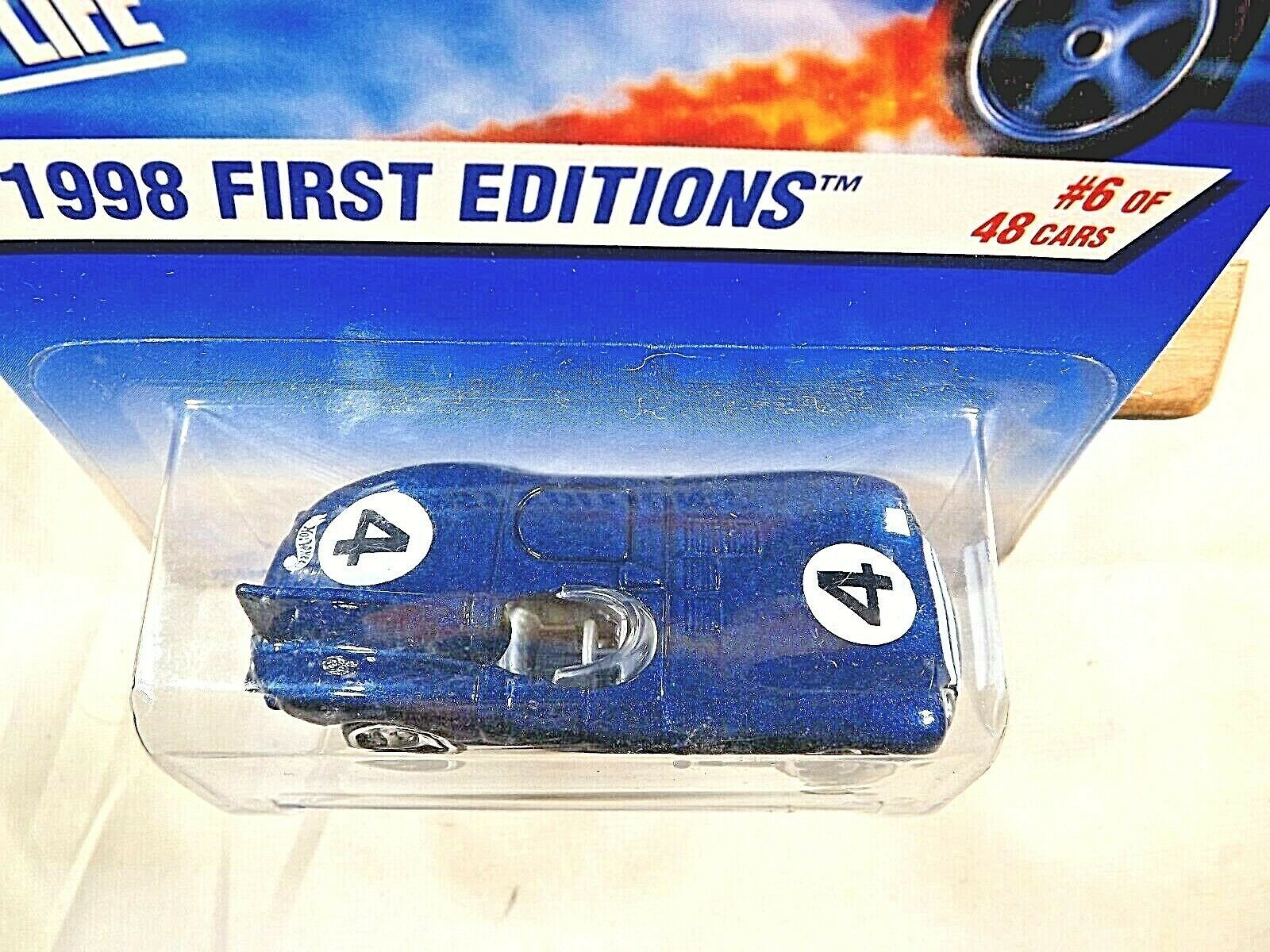 1998 Vintage Hot Wheels #638 First Editions 6/48 JAGUAR D-TYPE Blue w/5Sp  Malay 