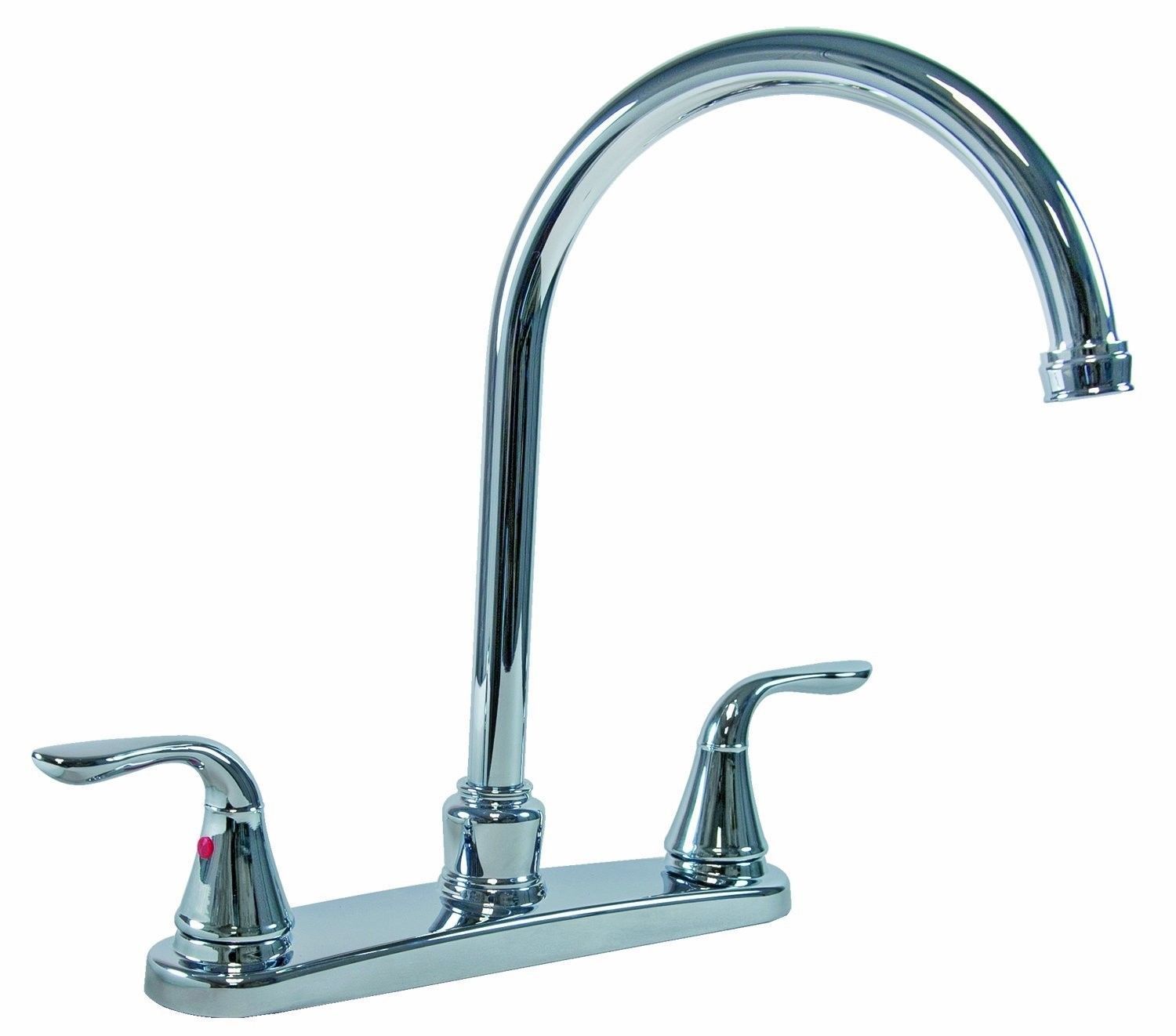 2 Handle Kitchen Faucet w/ 8" Gooseneck Spout & Matching Spray