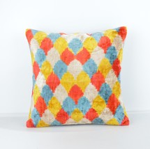  Ikat cushion Velvet ıkat pillows colorful ikat pillow silk pillow  - $85.00