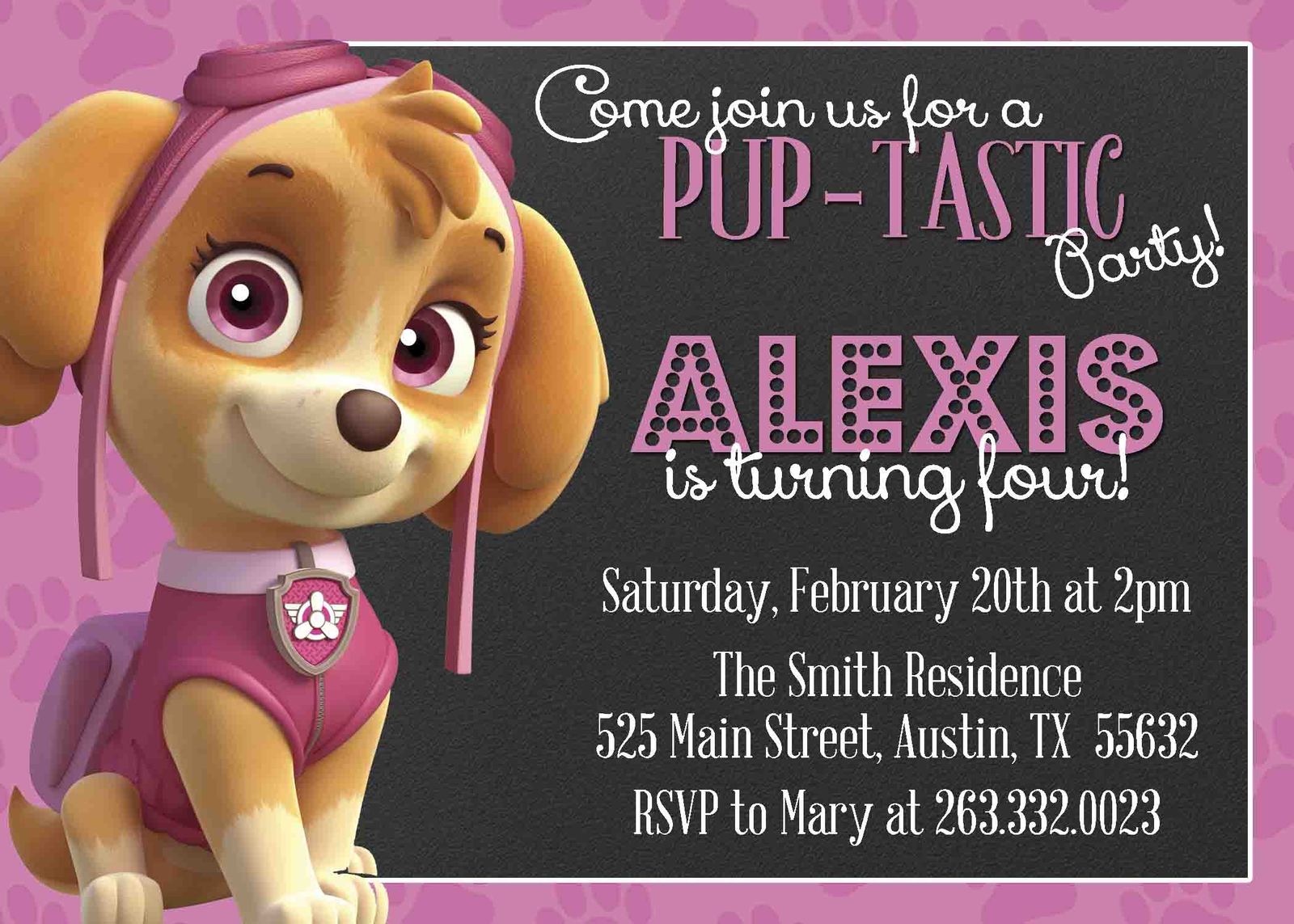 downloadable skye paw patrol invitations