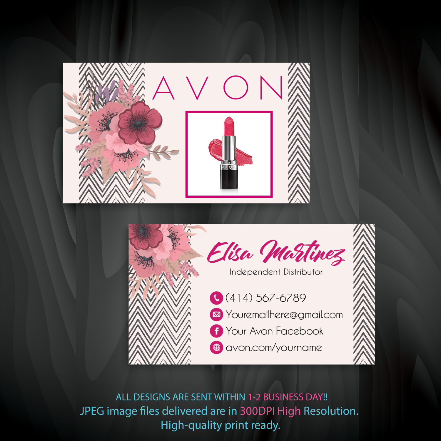 Avon Business Card, Custom Avon Business Card, Watercolor Avon Card