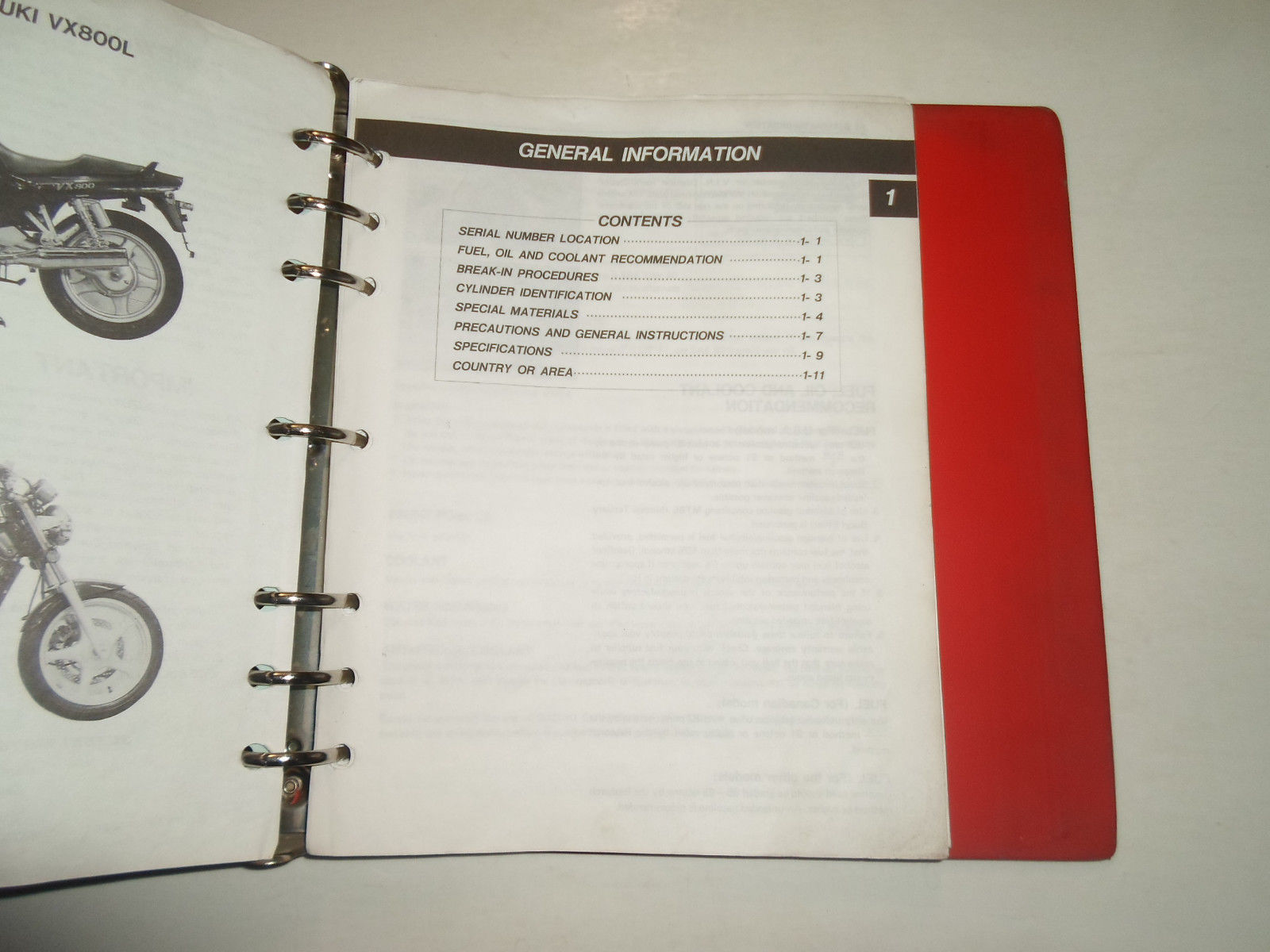 ... 1990 Suzuki VX800 Motorcycle Service Repair Manual BINDER STAINED FACTORY OEM ...
