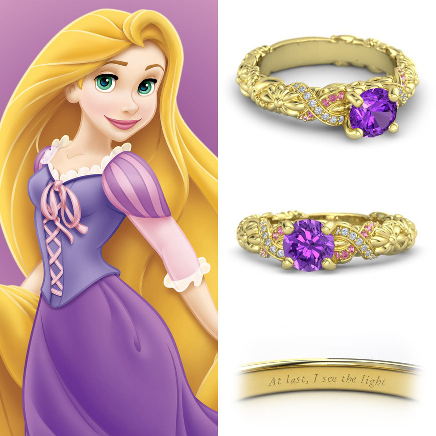 14K Gold Over .925 Silver Multi-Stone Disney Princess Rapunzel Engagement Ring