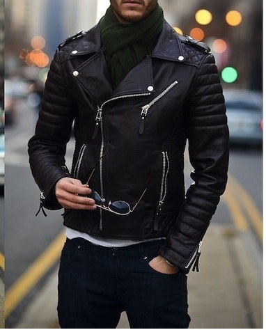 Mens biker leather j