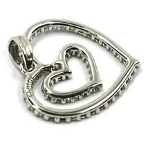 SOLID 18K WHITE GOLD PENDANT DOUBLE HEART WITH CUBIC ZIRCONIA, 18mm, 0.7 inches image 3