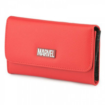Marvel Brand Brick Metal Emblem Fold Over Saffiano Wallet Red - $34.98