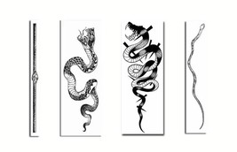 4 Sheet Black Snake Temporary Tattoos For Men Women Neck Arm Body Art Waterproof image 1