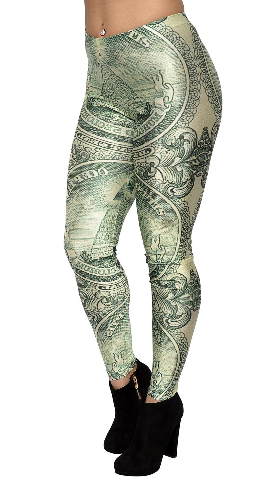 BadAssLeggings Women's Dollar Bill Leggings 3XL Green Leggings