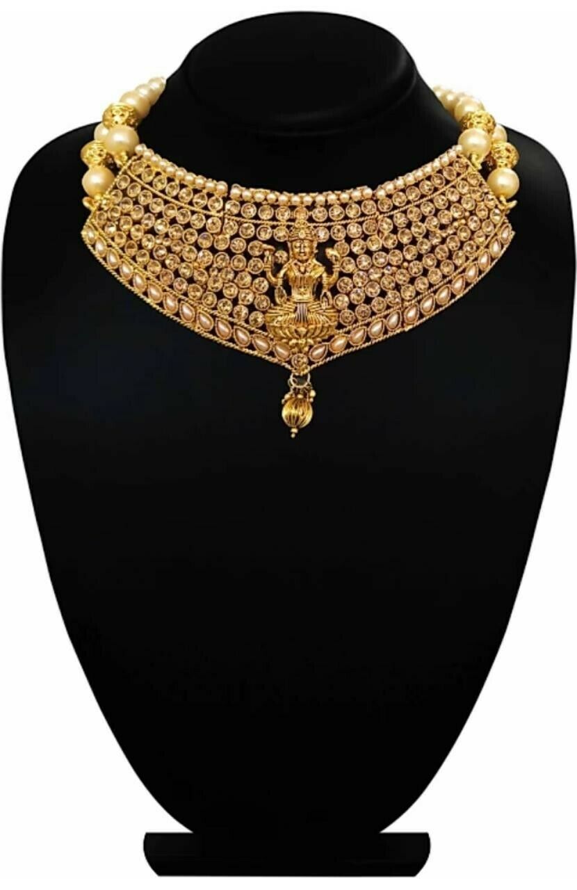 Indian Traditional Godess Laxmi Haar Choker Gold Plated Temple Jewelry