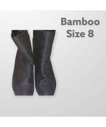 Bamboo size 8 black suede chunky heel booties - $27.89