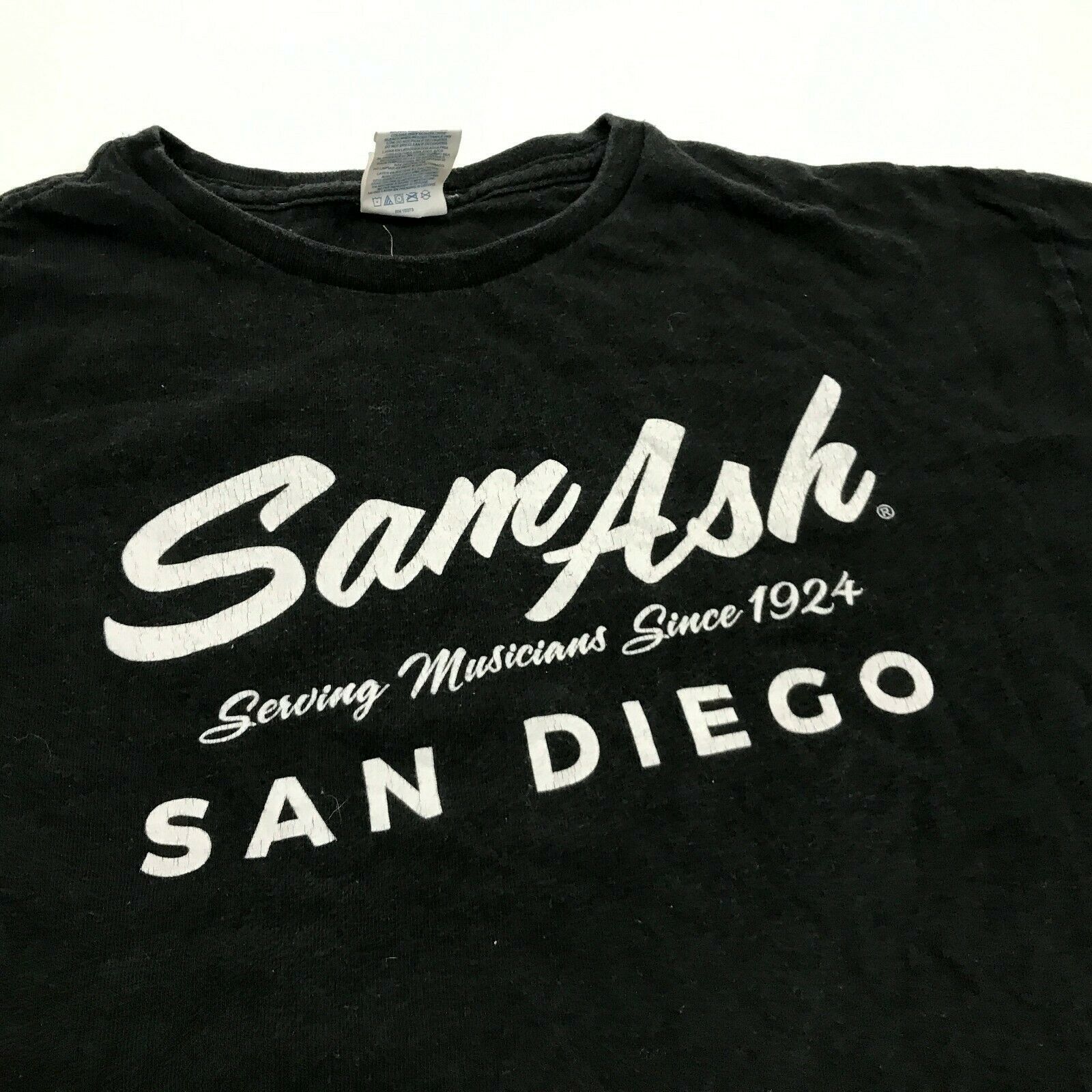 VINTAGE Sam Ash Music Shirt Size Large L Reg Fit Black Short Sleeve ...