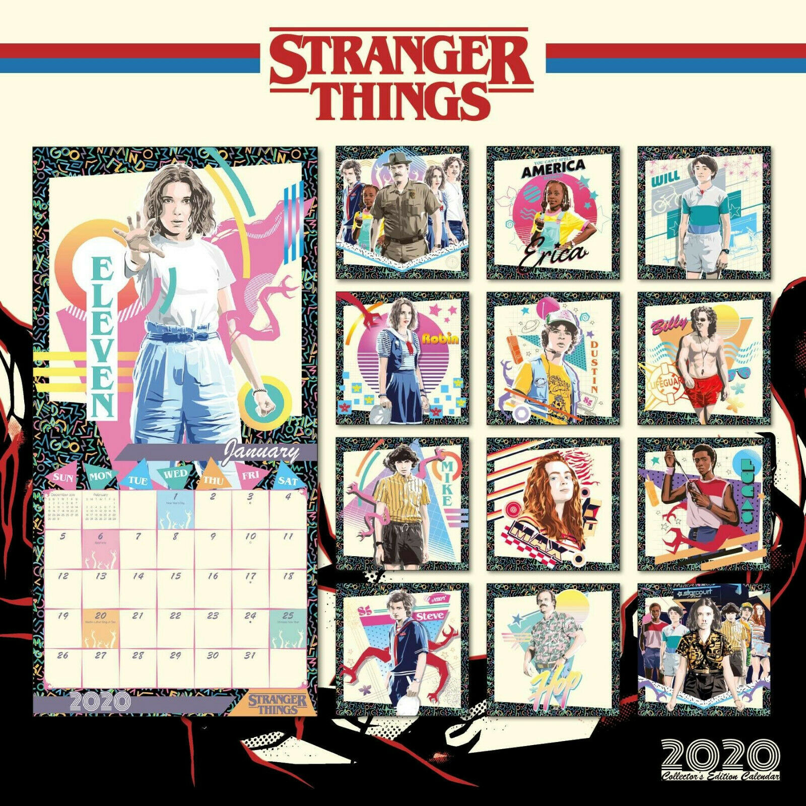 Stranger Things Collector's Edition 2020 Wall Calendar 12 3/8 x 12 5/8