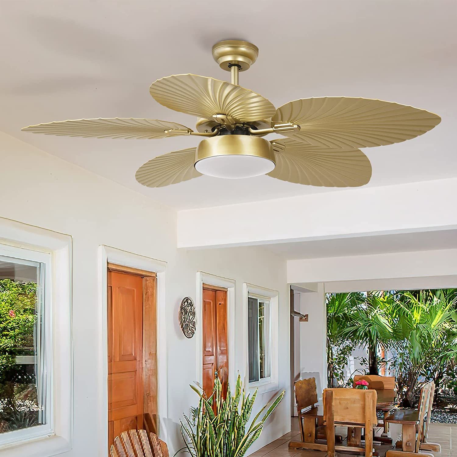 Yitahome Tropical Ceiling Fans With Light And Remote, 52 Inch Fan Light