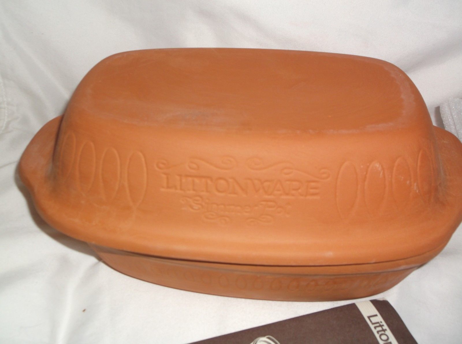 LITTONWARE TERRA COTTA CLAY GLAZED 2 QT SIMMER POT microwave or