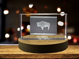 LED Base included | Wyoming 3D Engraved Crystal 3D Engraved Crystal Keepsake - $40.49+