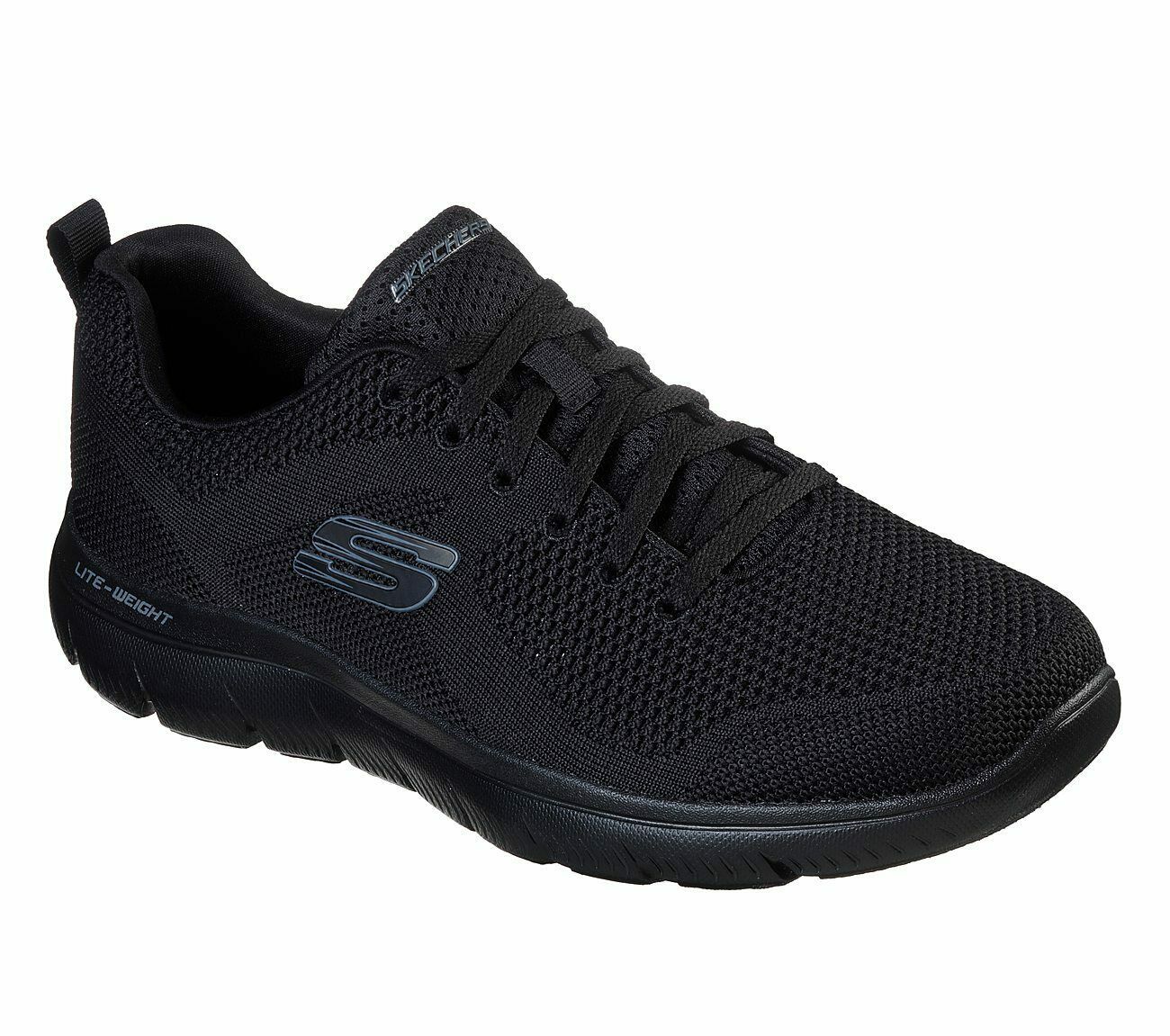 Skechers Men's Memory Foam Black Shoes Mesh Sport Athletic Comfort ...
