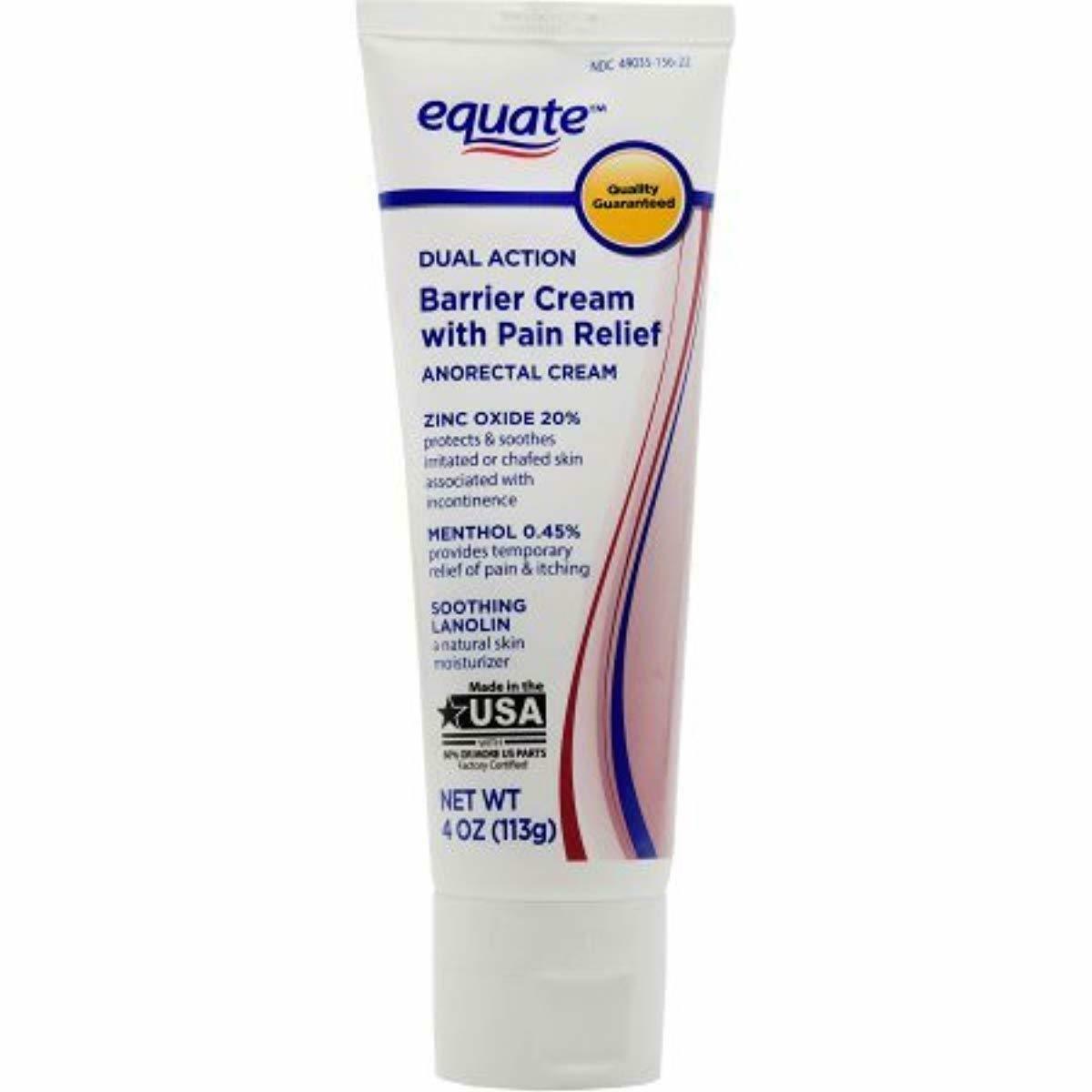 Equate Dual Action Barrier Cream with Pain Relief Anorectal Cream, 4 oz