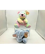 2 Vintage TY Pillow Pals 13” SHERBET BEAR - 14” SQUIRT ELEPHANT  - $23.28