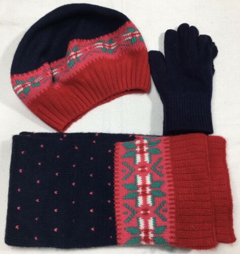 Disney Frozen Girls Pink Knit Scandinavian Hat & Gloves Set