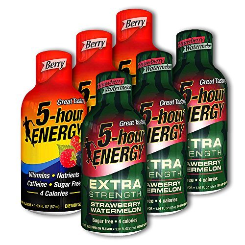 5 Hour Energy, 3 Berry + 3 Extra Strength Strawberry Watermelon, 6 Count - $19.99