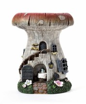 Fairy Pixie Mushroom Statue House Solar 15.7" High Toadstool Garden Fantasy
