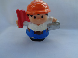 2010 Fisher Price Little People Construction Worker Hard Hat Flag - as is - $1.95