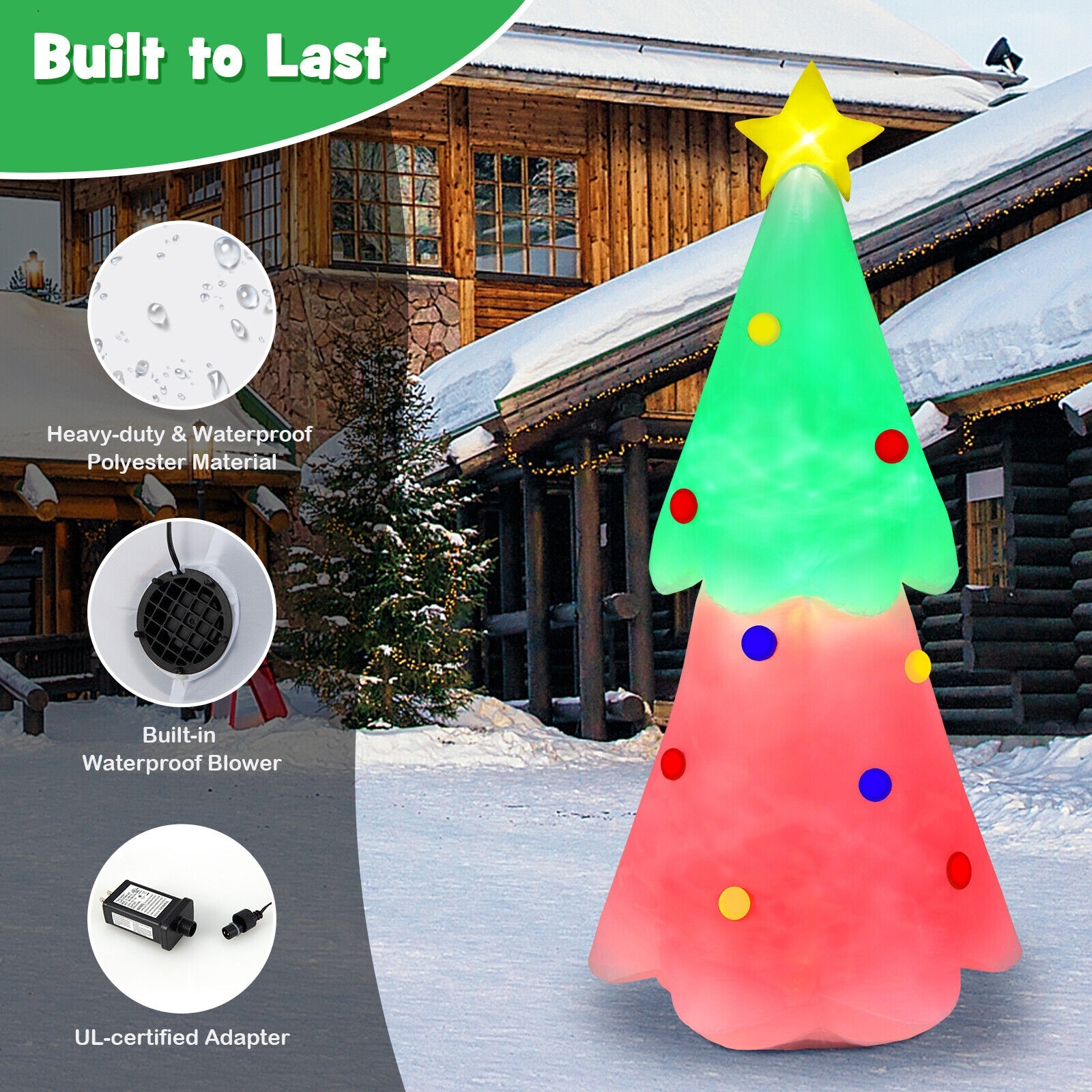 6.2 FT Inflatable Christmas Tree Blowup Xmas Tree with Topper Star