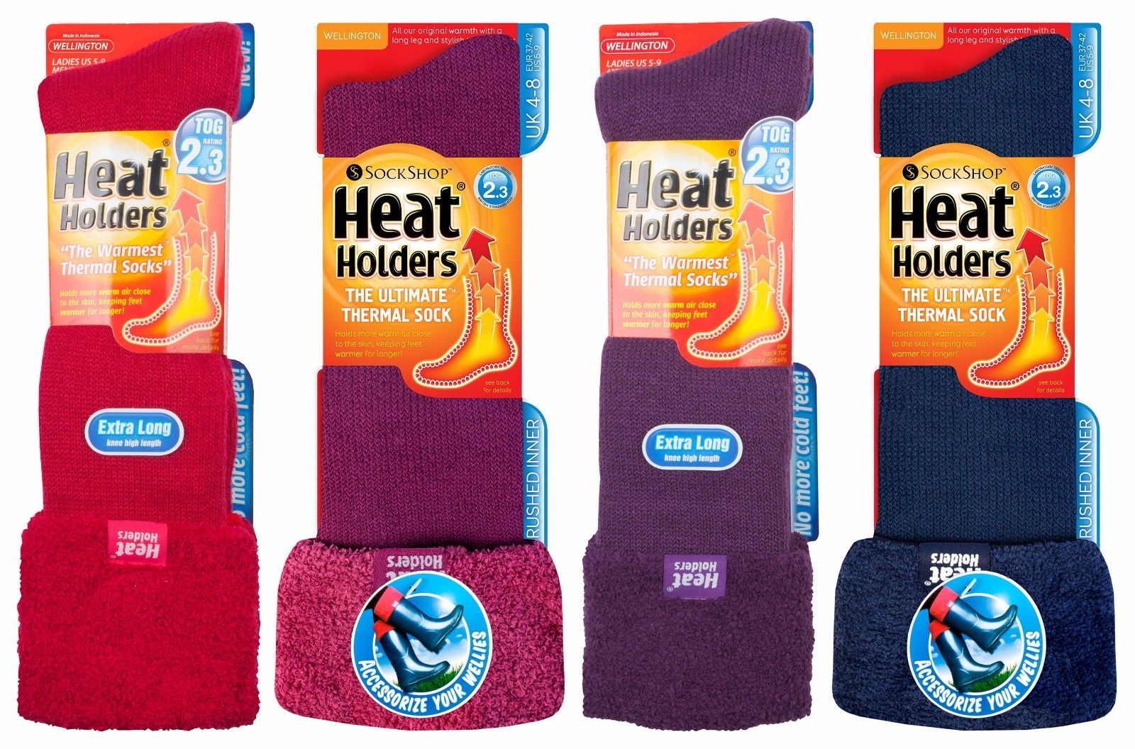 Heat Holders - Womens Tall Thick Knee High Rubber Wellington Thermal Boot Socks