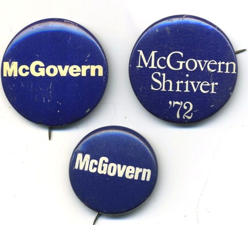 Primary image for 3 1972 McGOVERN President Pinback Button Pin Set