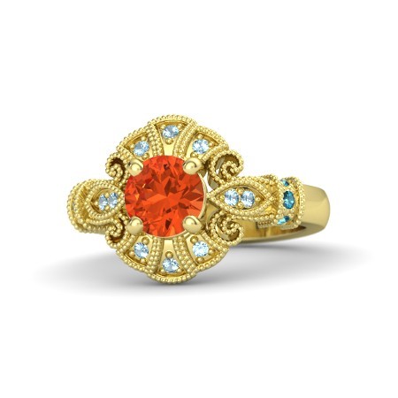 14K Gold Fn .925 Silver Multi-Stone Disney Princess Pocahontas Engagement Ring